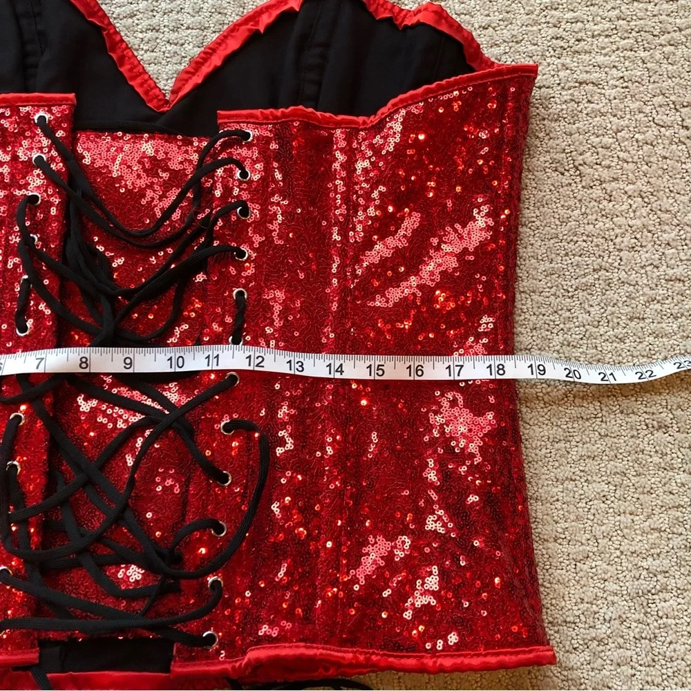 Top Drawer by Daisy Corsets Red Sequined Corset - Picture 7 of 10